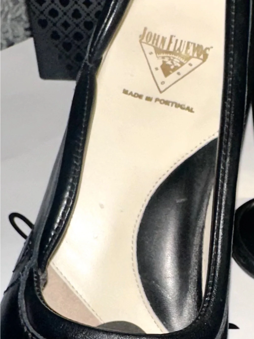 Make Me An OfferJohn ! Black Leather -Rounded Sculpted Heel Pumps.-7.5 - Picture 2 of 11